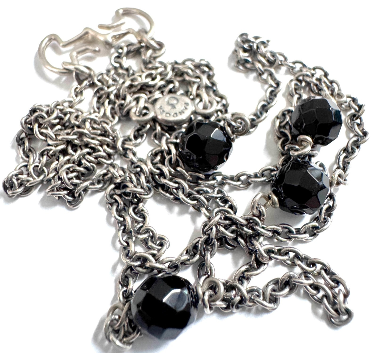 Pandora RARE and Beautiful Onyx Stones Toggle Necklace With S Hook
