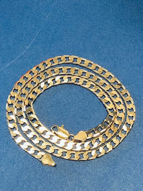 24K GOLD PLATED 24″ FLAT CURB LINK CHAIN 6MM