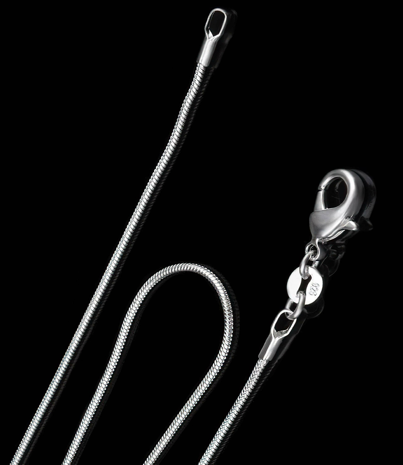 925 Tagged Sterling Silver Plated Snake Chain Necklace 1MM 16-24 inch