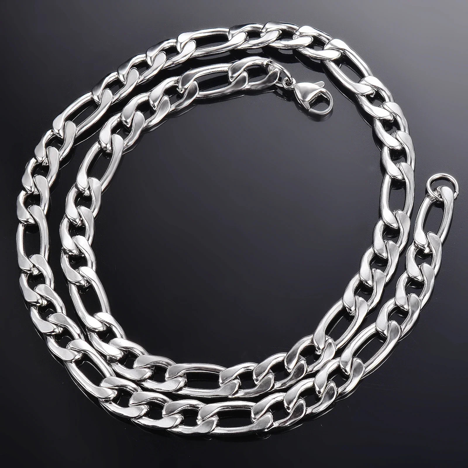 925 Sterling Silver Necklace Figaro Chain 2-12mm 40-75cm Women Jewelry