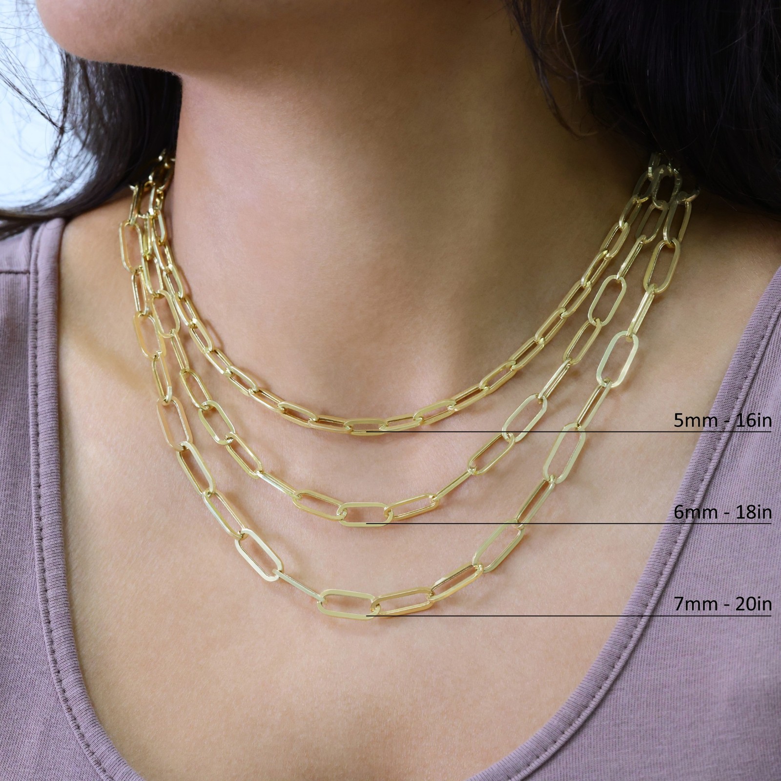10k Yellow Gold Paperclip 2mm-7mm Chain Cable Rolo Necklace Mens Womens 16″-24″