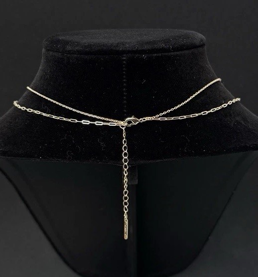 2 Pcs 14K Gold Flash-Plated Puff Initial “S” Layered Necklace & Paperclip Chain
