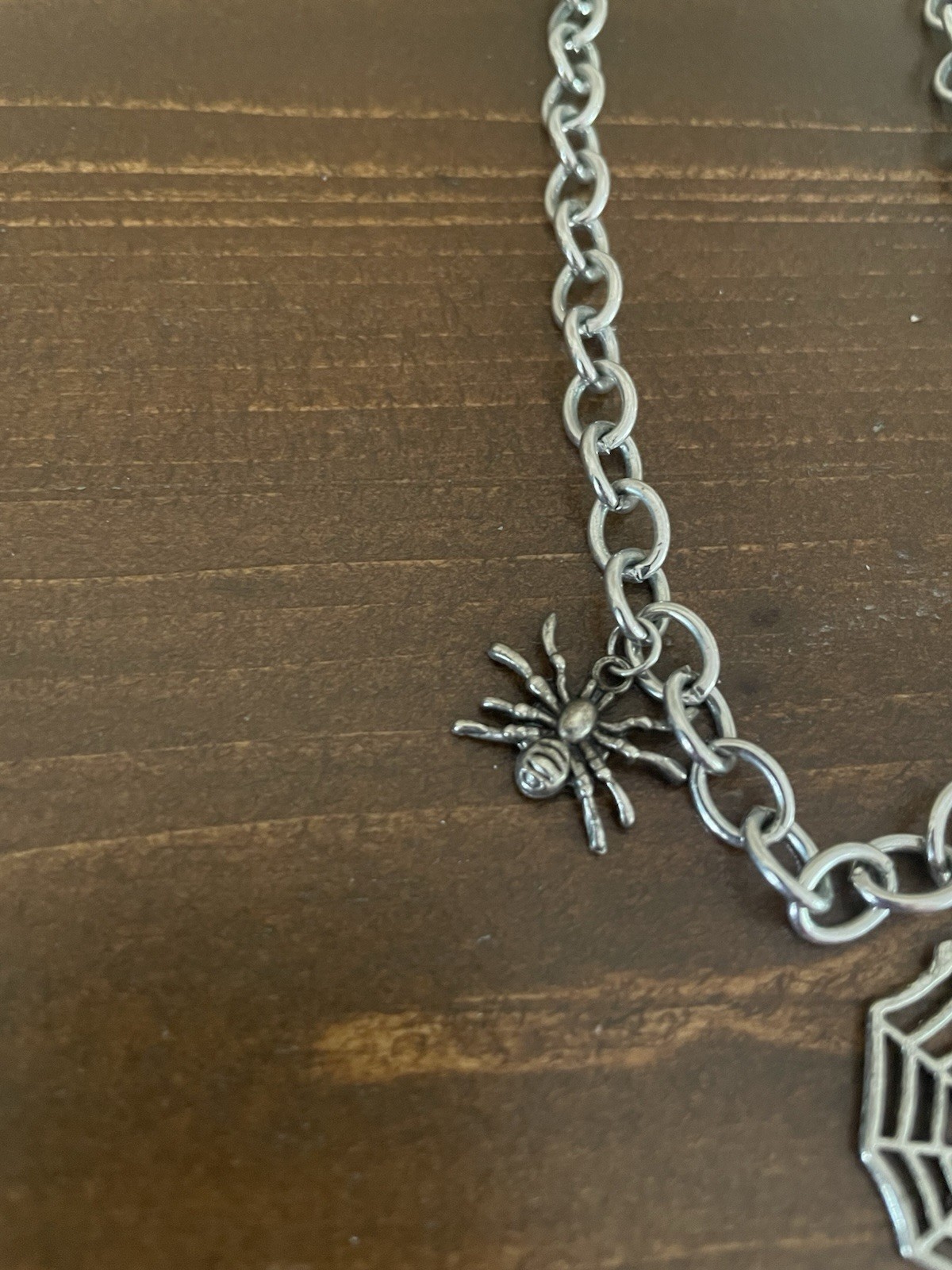 Spider and Web Charm Necklace Halloween or Anytime