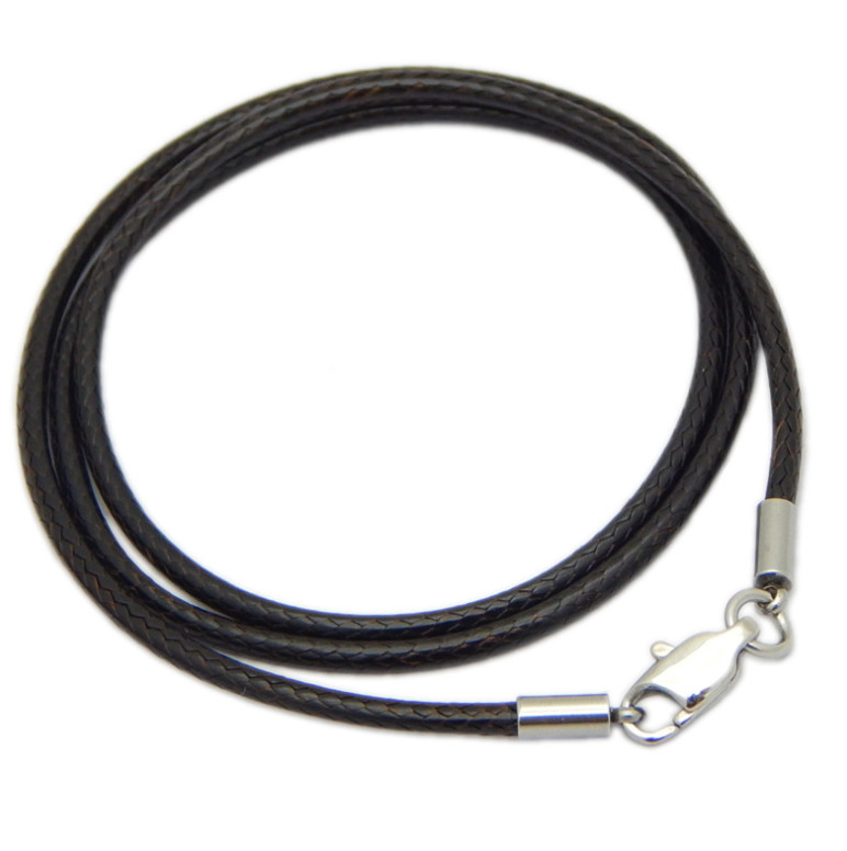3mm Coffee Rope Leather Cord Chain Necklace Stainless Steel Lobster Clasp 16-30″