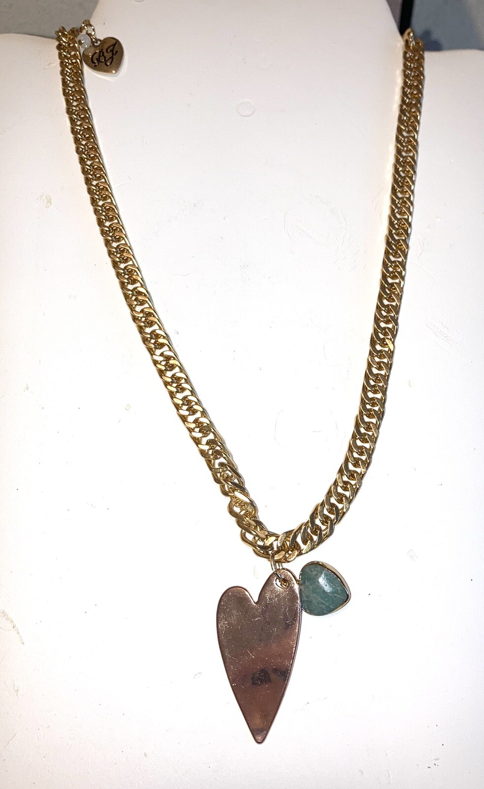 Betsey Johnson Modern asymetrical heart Necklace new gold pink
