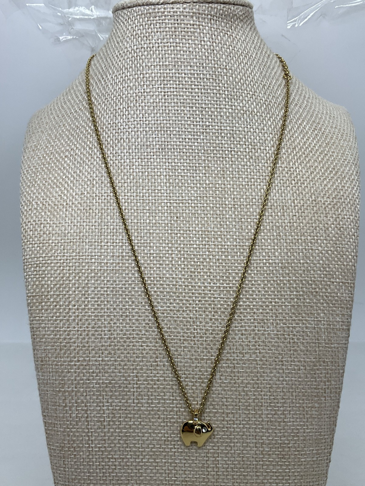 Kate Spade New York Gold Tone Elephant Pendant Necklace Crystal Accents 17-20″