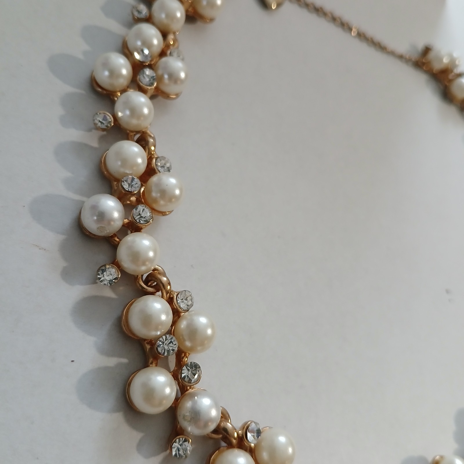 Betsey Johnson Faux Pearl and Rhinestone Cluster Collar Necklace Coquette…