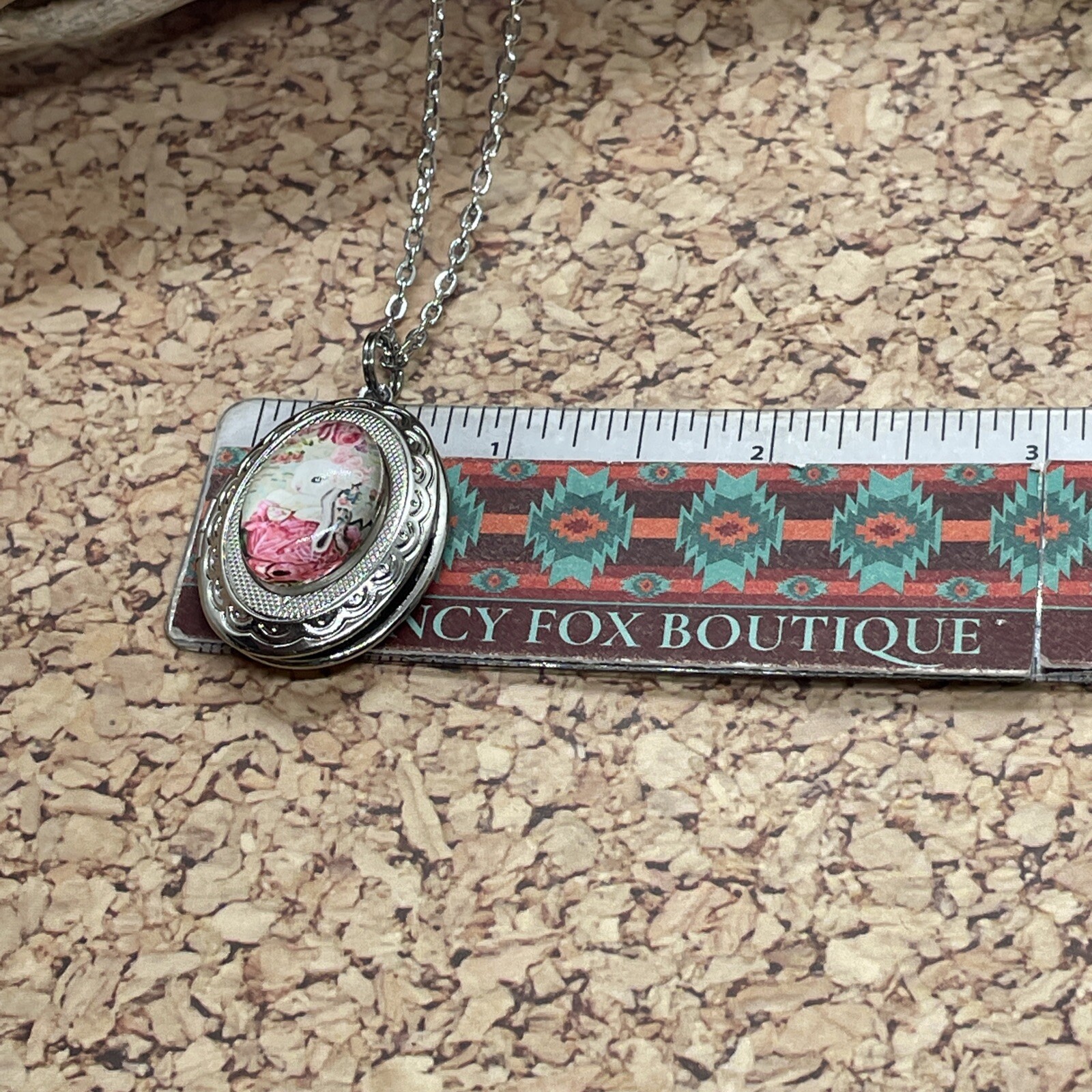BUNNY RABBIT Locket Necklace JEWELRY Pendant PHOTO Silver Hot Pink Photo GIFT
