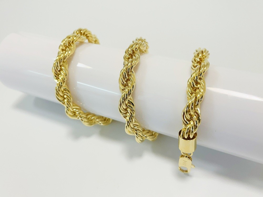 10K Yellow Gold 10mm Laser Diamond Cut Rope Chain Necklace Men Women 22″