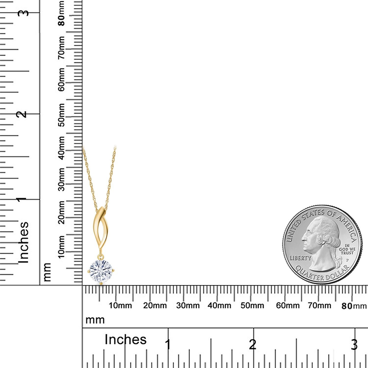Infinity Drop Pendant Necklace for Women in 10K Yellow Gold | 6.5MM Round