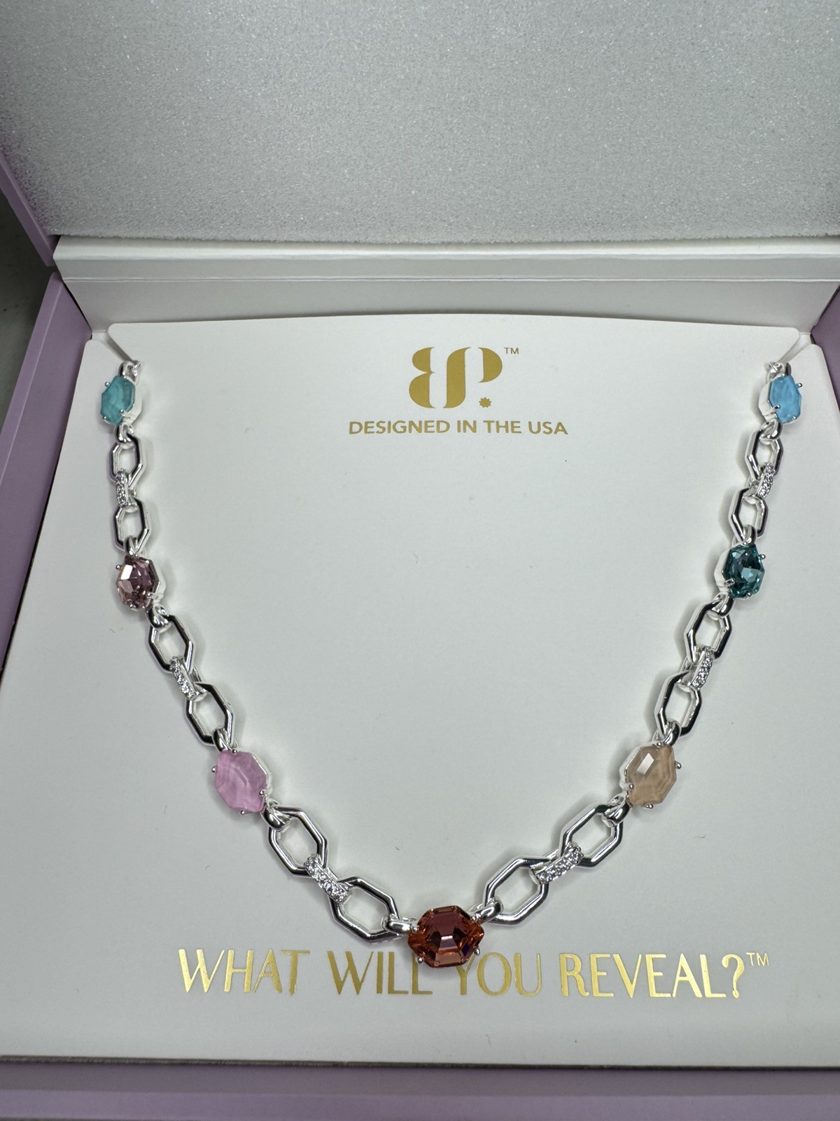 Bomb Party Summer Jewel Candy Miami Zest “Next Stop To Sparkle” Silver Necklace