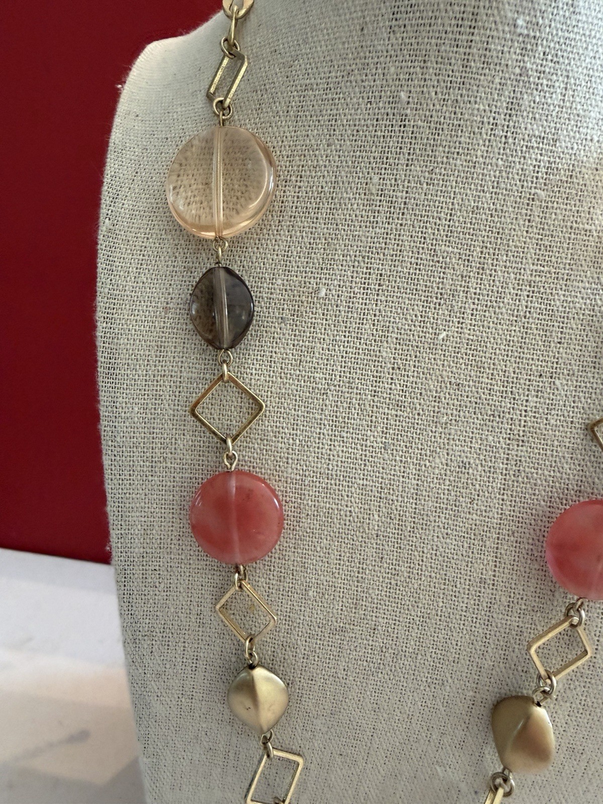 Lia Sophia HARMONY Necklace Glass & Resin Matte Gold Tone BinR