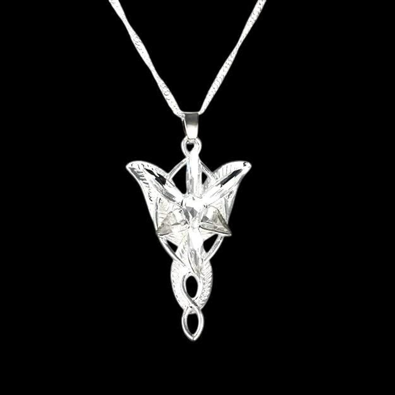 Arwen Evenstar Inspired Pendant Necklace Elven Star Silver Plated LOTR Fantasy