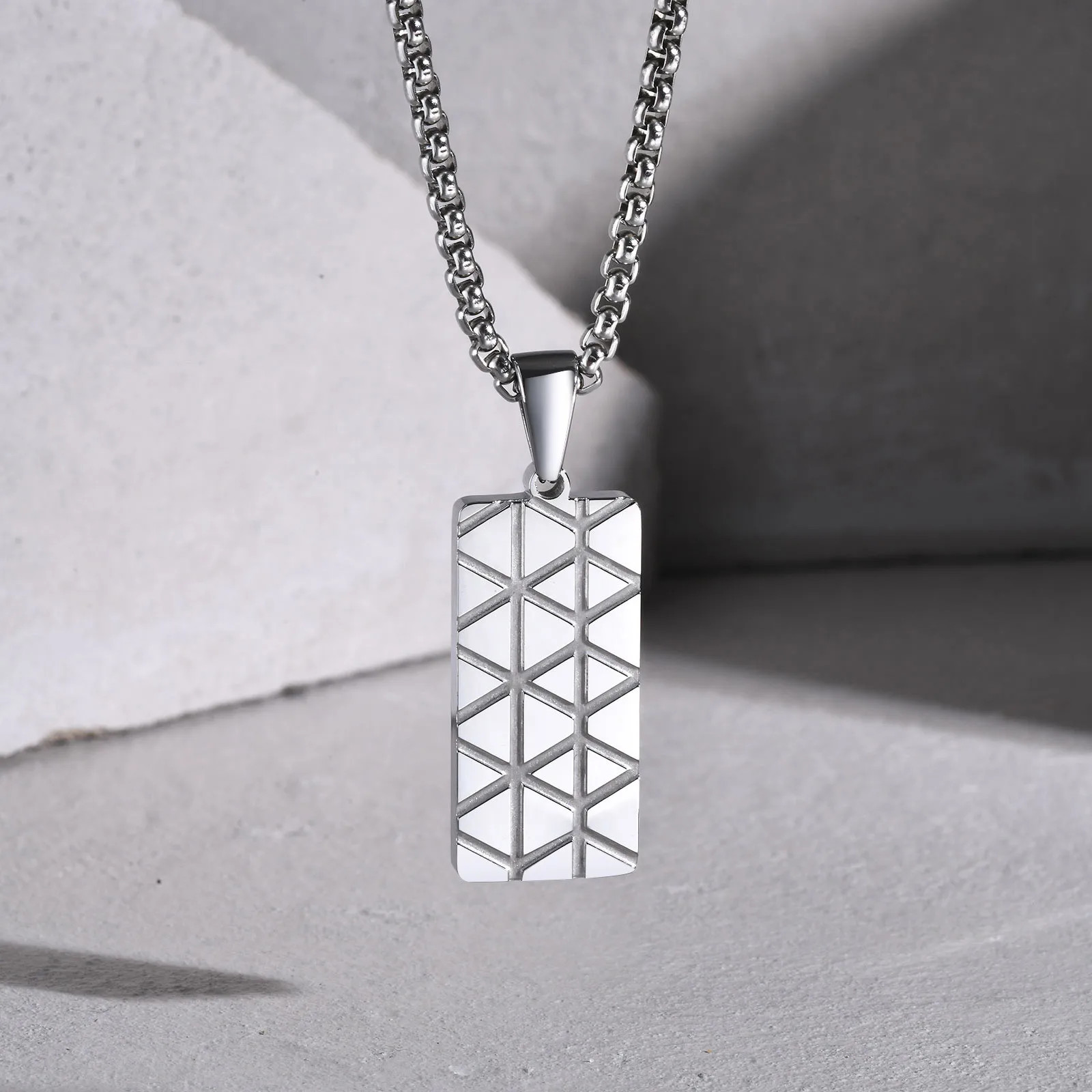 Men Stainless Steel Military Dog Tag Pendant Necklace Box Chain Jewelry Gift New