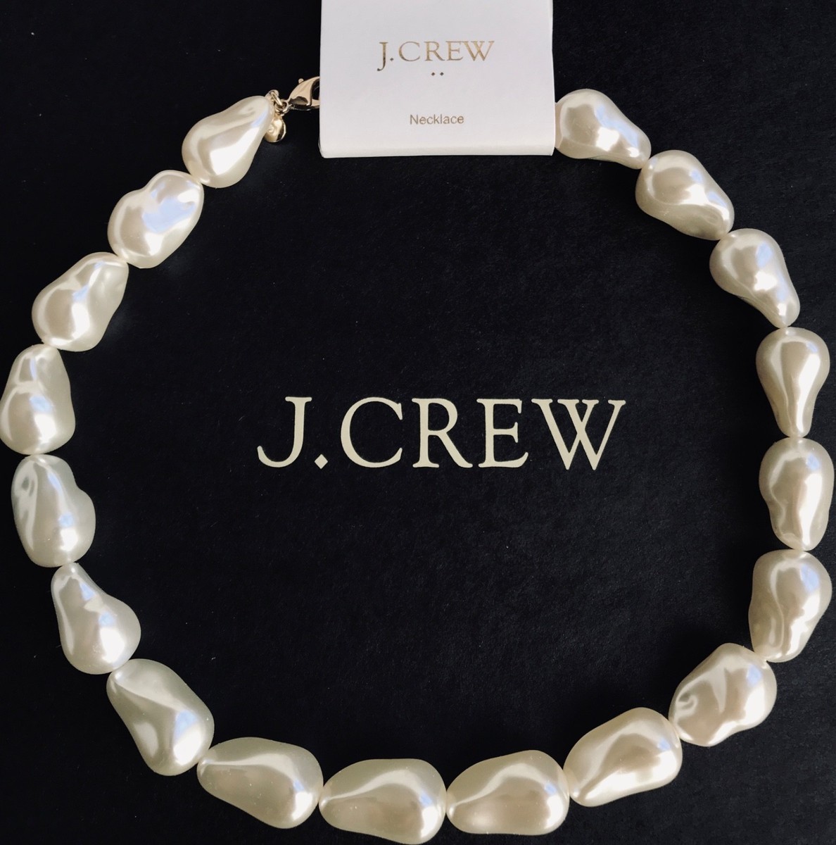 NWT J.Crew Large Baroque Pearl-Effect Statement Necklace Chocker adjustable