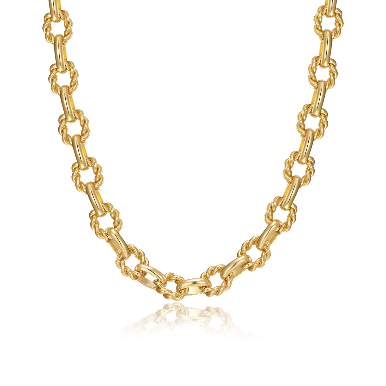 Chunky Gold Choker Necklace for Women – 18K Plated Twisted Oval Link Chain Jewel
