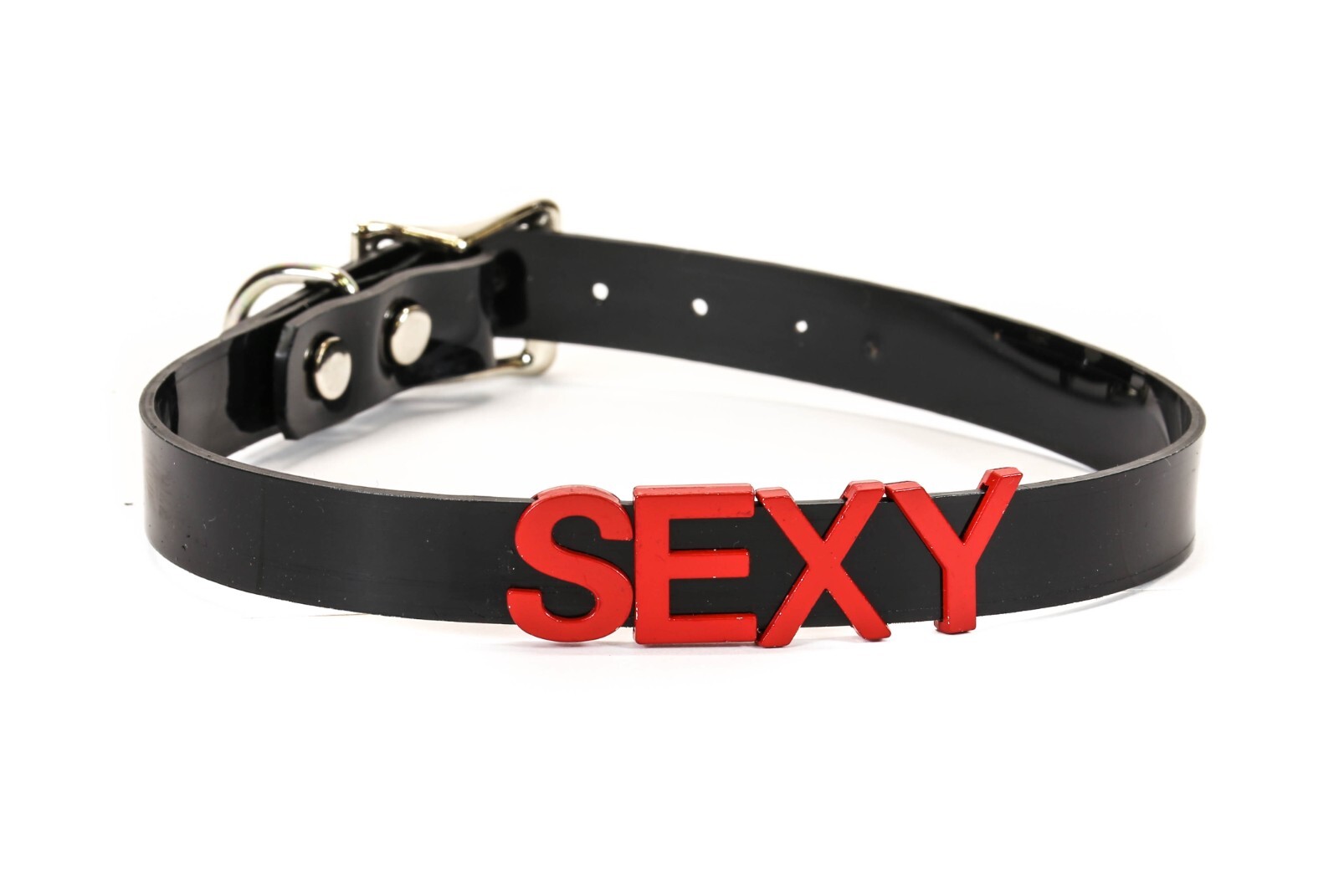 Black Vinyl Slave Name PVC Red Bdsm-Choker-Slut-Collar-Choker-Adult-Kinky