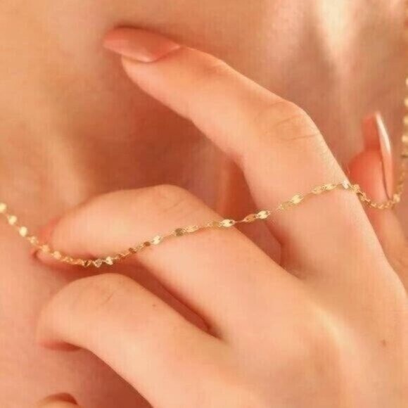 Minimalist Gold Sparkle Chain WATERPROOF Gold Chain Necklace Layering Necklace