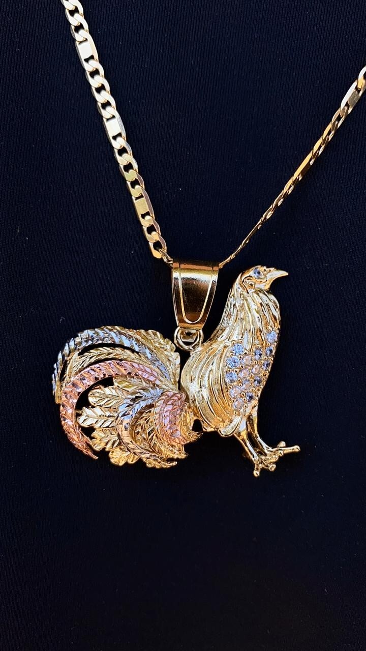 14K Gold Filled Chicken Rooster Necklace 24″ Valentino Figaro Chain Mens Adults