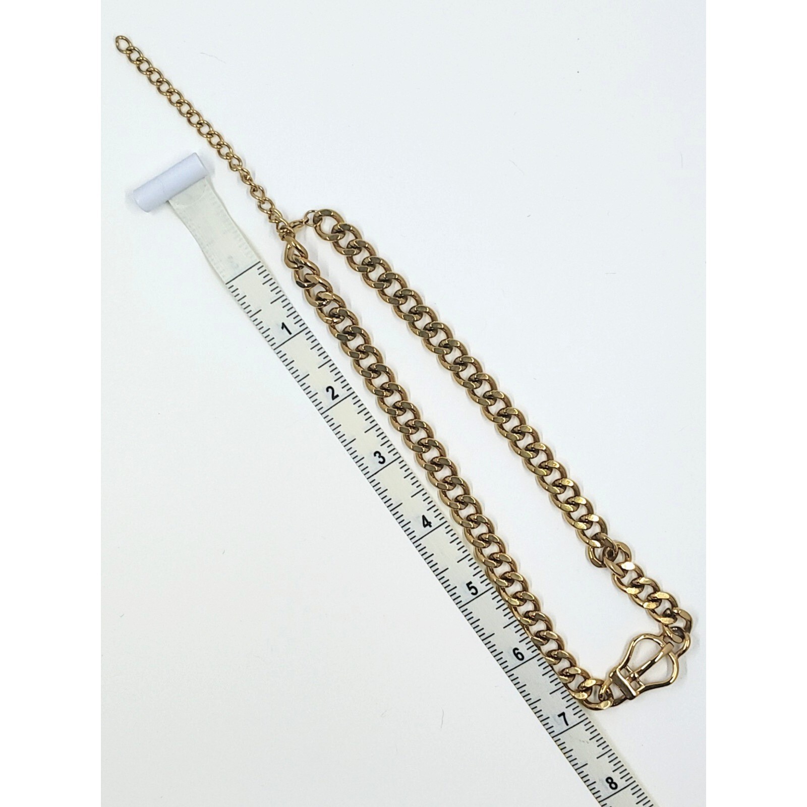 14 Inch Gold Plated Titanium Buckle Connector Chain Necklace with 2″ Extender