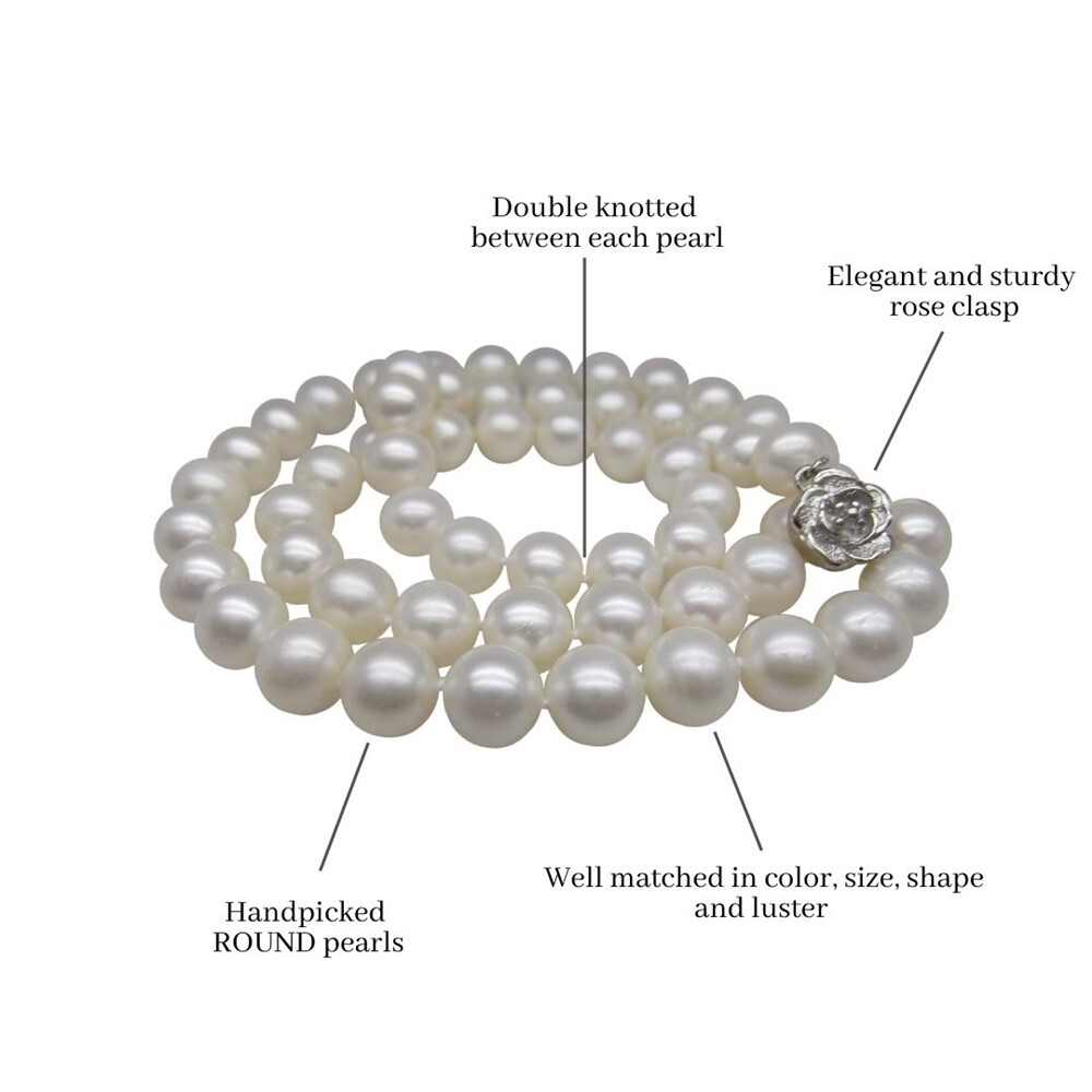 14″ Inch Kids 6-7mm White Round Pearl Necklace Girl Cultured Freshwater