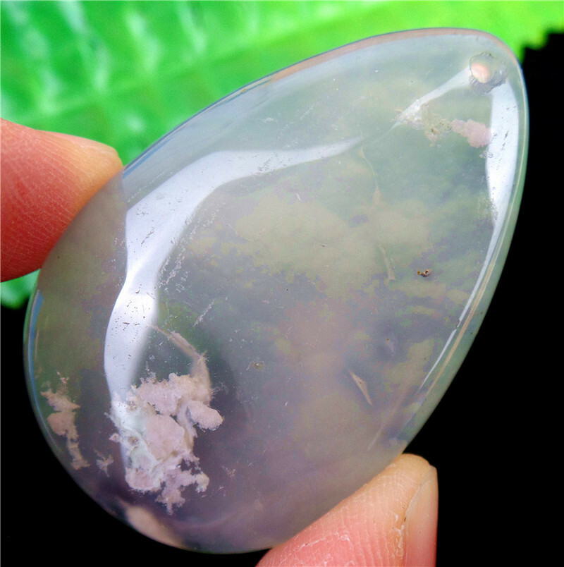 47x31x7mm Natural Cherry Blossom Agate Crystal Teardrop Pendant Bead EA85211