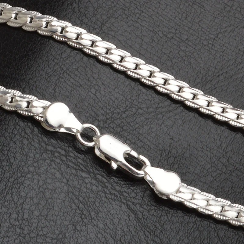 New 925 Sterling Silver Plated Thick Layered Men’s Italy Figaro Chain Necklace