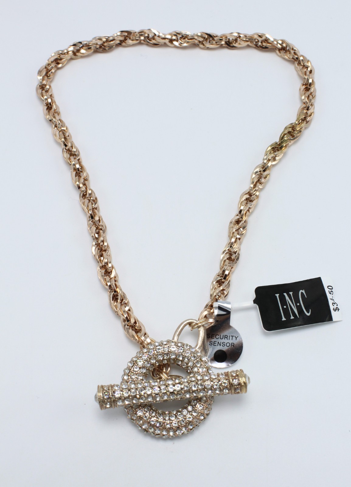 New Rose Gold Crystal Pave Toggle Necklace by INC. #N2219