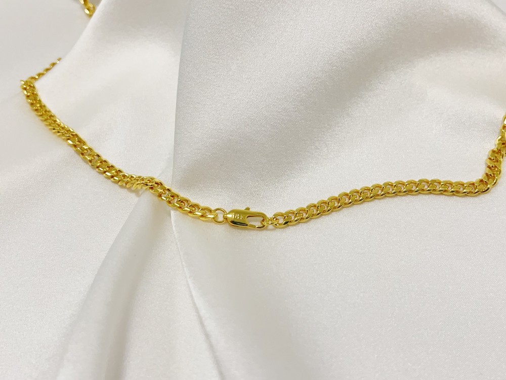 Solid 18K Yellow Gold 4mm Cuban Curb Chain Necklace 22″Italian Made Mens Jewelry