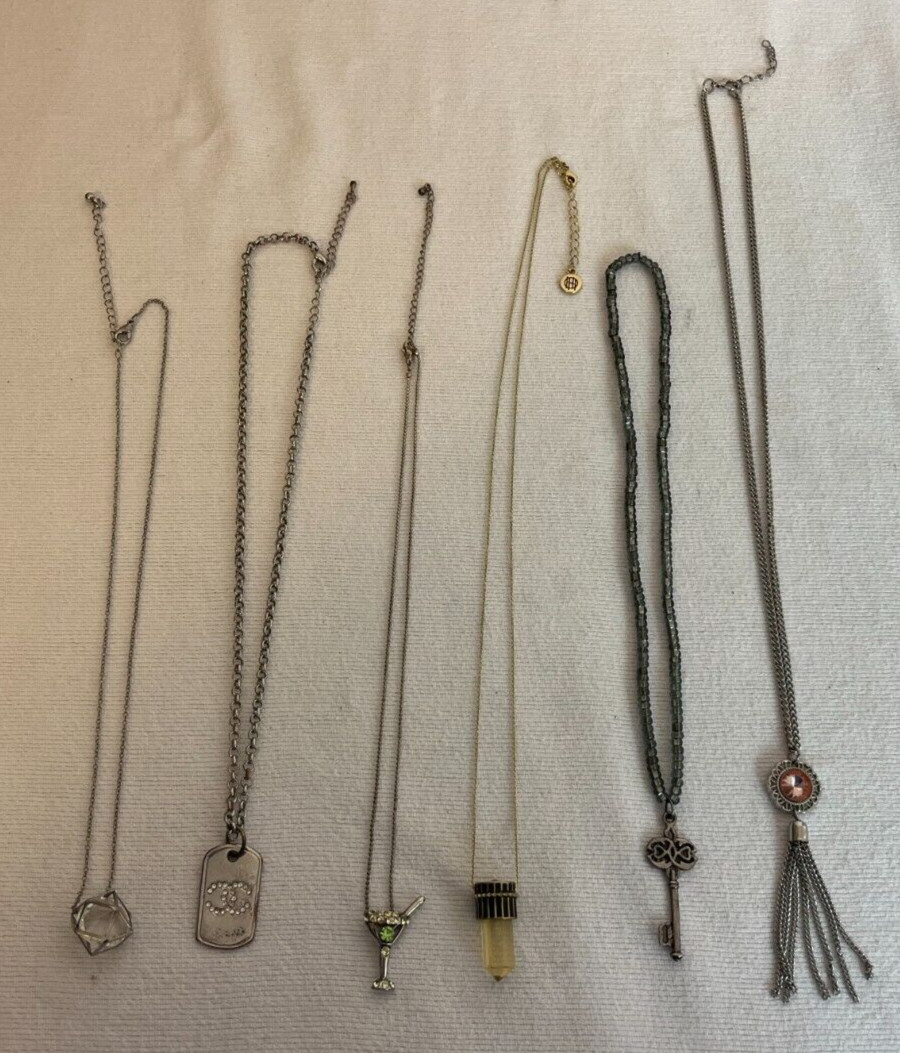 Lot of 6 Womens Necklaces Jewelry Pendants Chain Key Margarita Glass