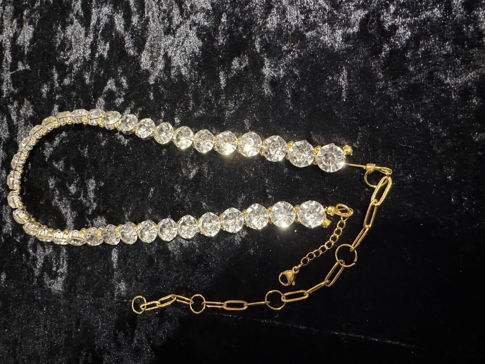 White Colorless & Gold Round 10 mm 17 In Tennis Necklace +6 Paper Clip Adjuster