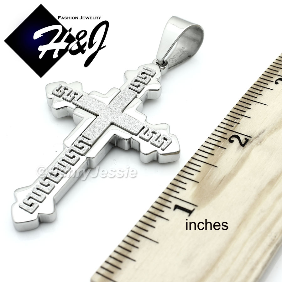 24″MEN Stainless Steel HEAVY 9mm Silver Cuban Curb Necklace Cross Pendant*K20