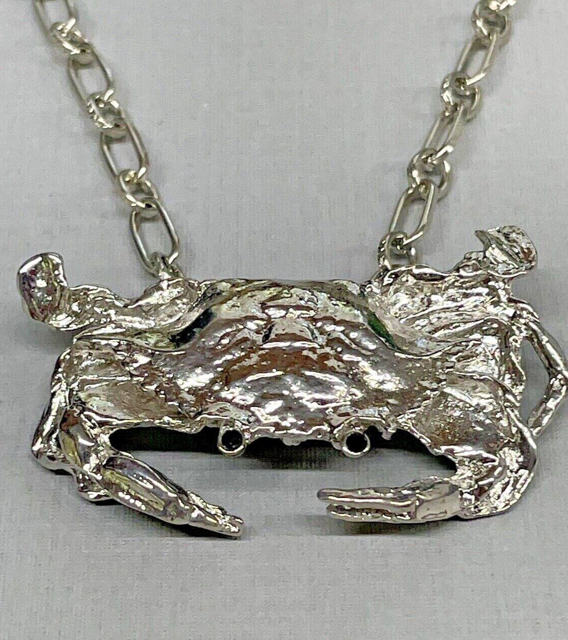 Crab LG Silver Necklace 30” Rhodium Coastal Sea Life Fashion Jewelry NEW