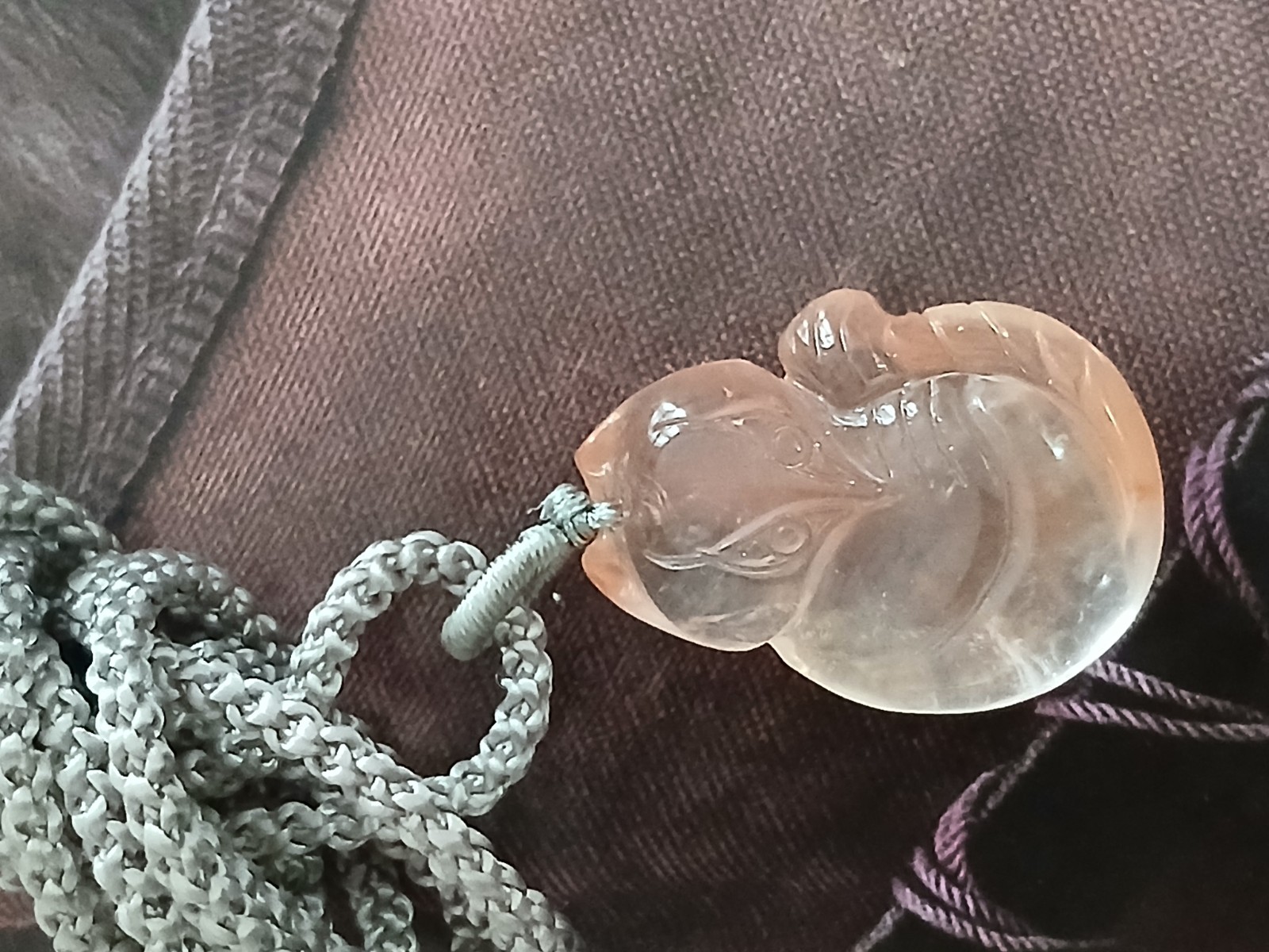 Rabbit Hair Quartz Fox Pendant