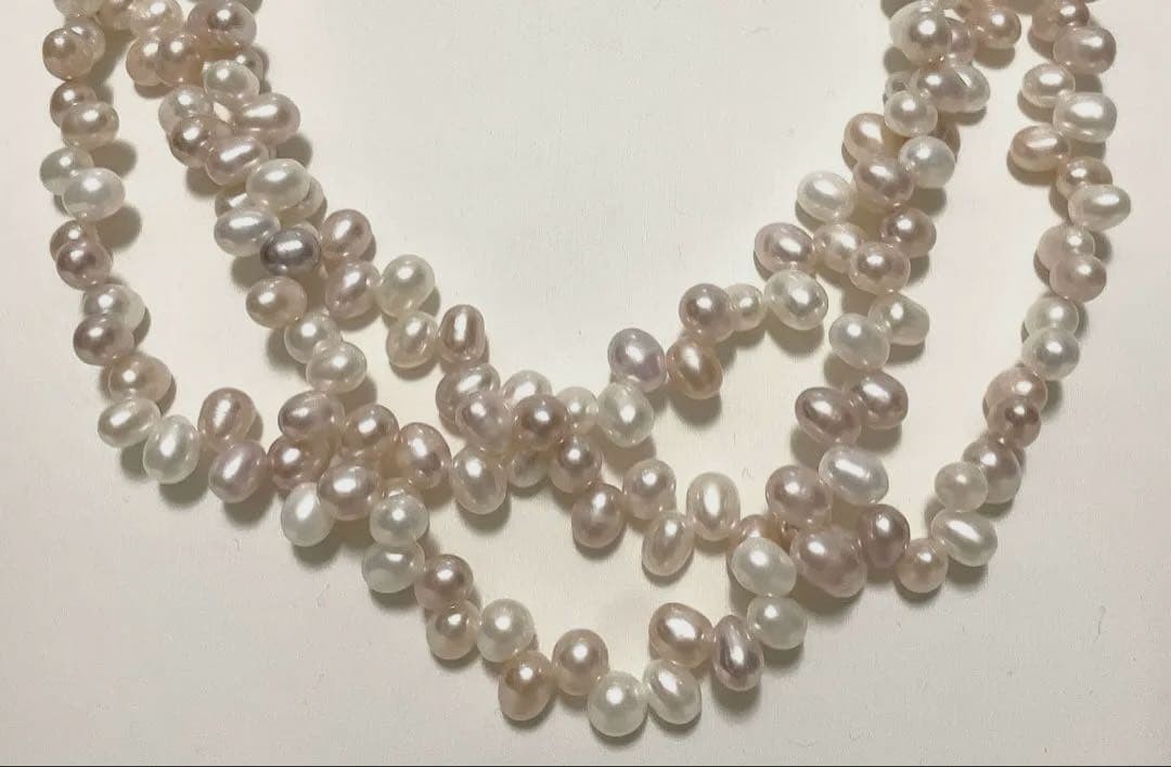 ete 3 Strand Genuine Pearl Necklace Silver 46cm From Japan