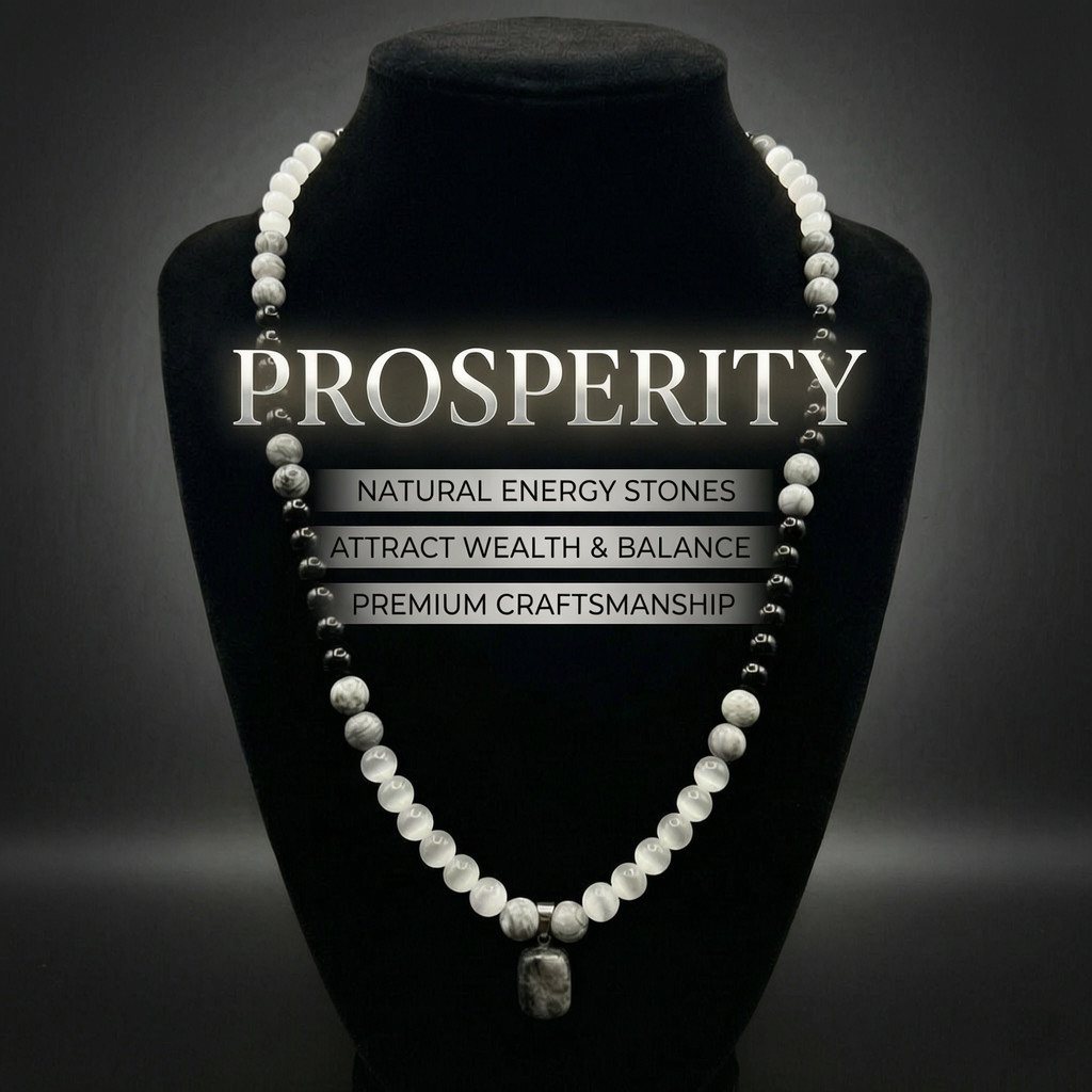 Money Attraction Necklace & Tiger Eye Obsidian Prosperity Crystal Beaded Gifts