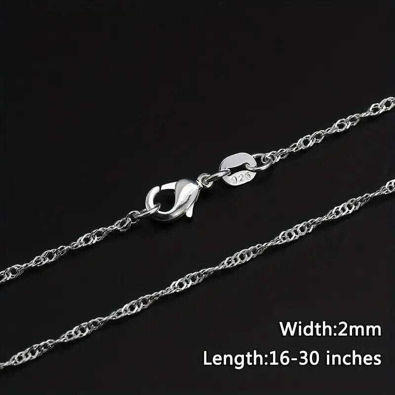 20 Inch Fashion 925 Sterling Silver Water Necklace Punk Flat Link Chain Women