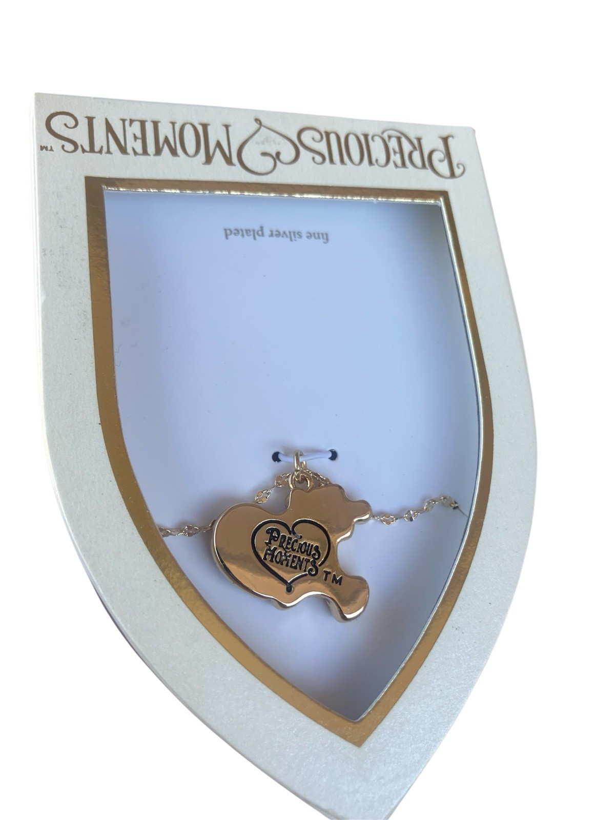 Precious Moments Fine Silver Plated Bear Heart Necklace New