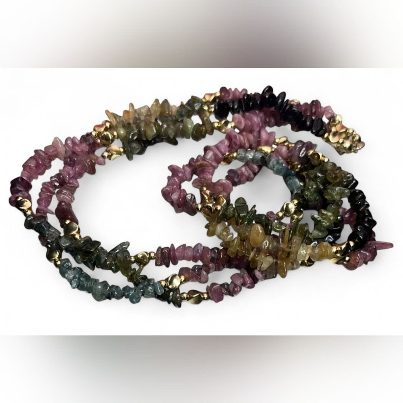 Stauer Rainbow Tourmaline Chip MultiStrand Necklace Bracelet Earrings Set