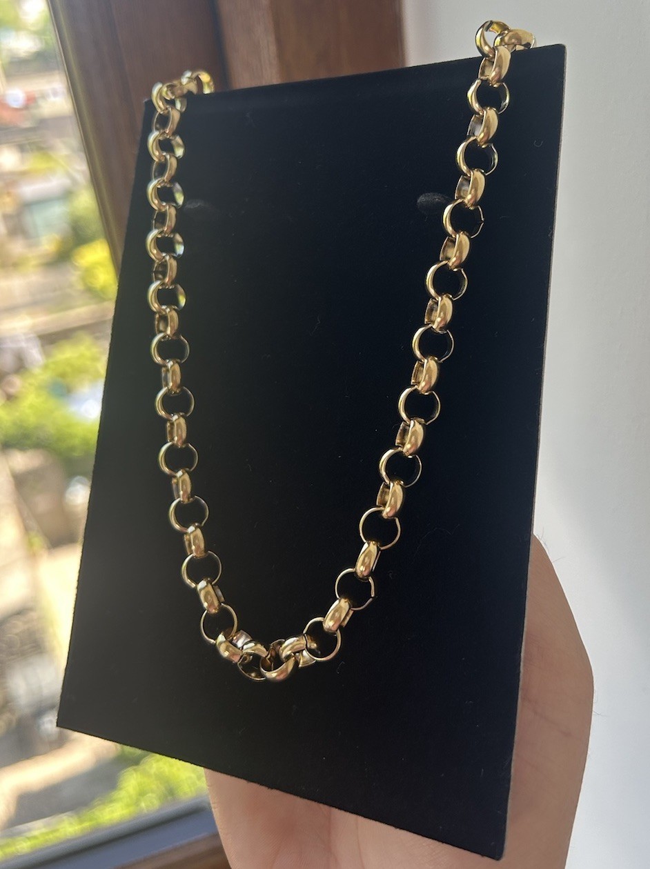 50cm Long Belcher Chain – 7mm Wide Links – 9ct Gold XP Yellow Gold Finish