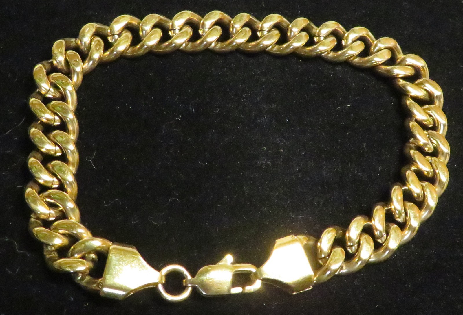 Vintage Miami Cuban Curb Link Chain 8″ Bracelet Gold Tone Unisex Unbranded Nice