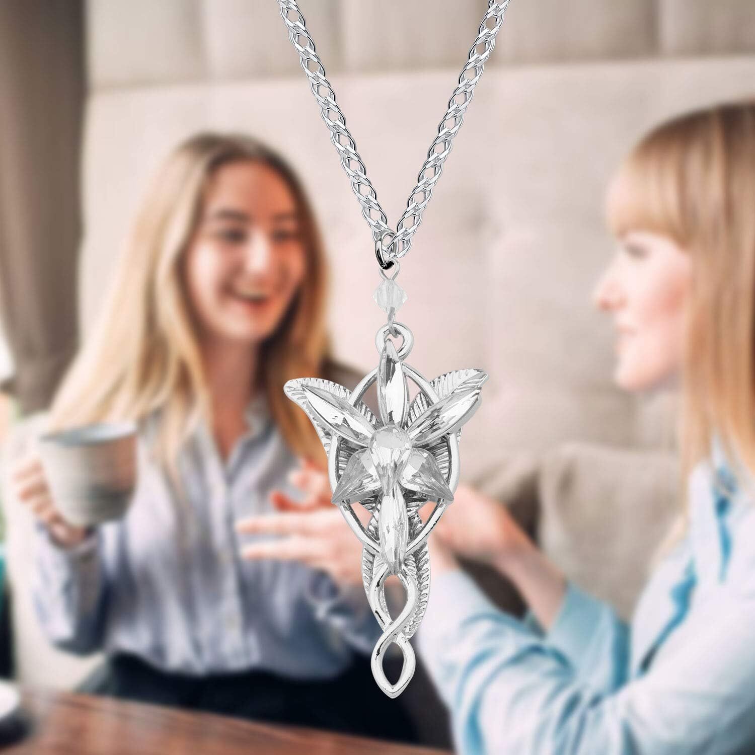 Arwen Evenstar Necklace Elvish Pendant Cosplay Jewelry Gift for Women Girls Men