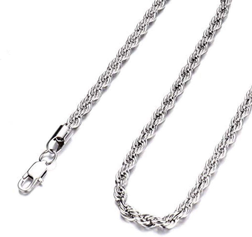 Stainless Steel Rope Chains 22 Inches 2mm Twist Rope Necklace Men Women