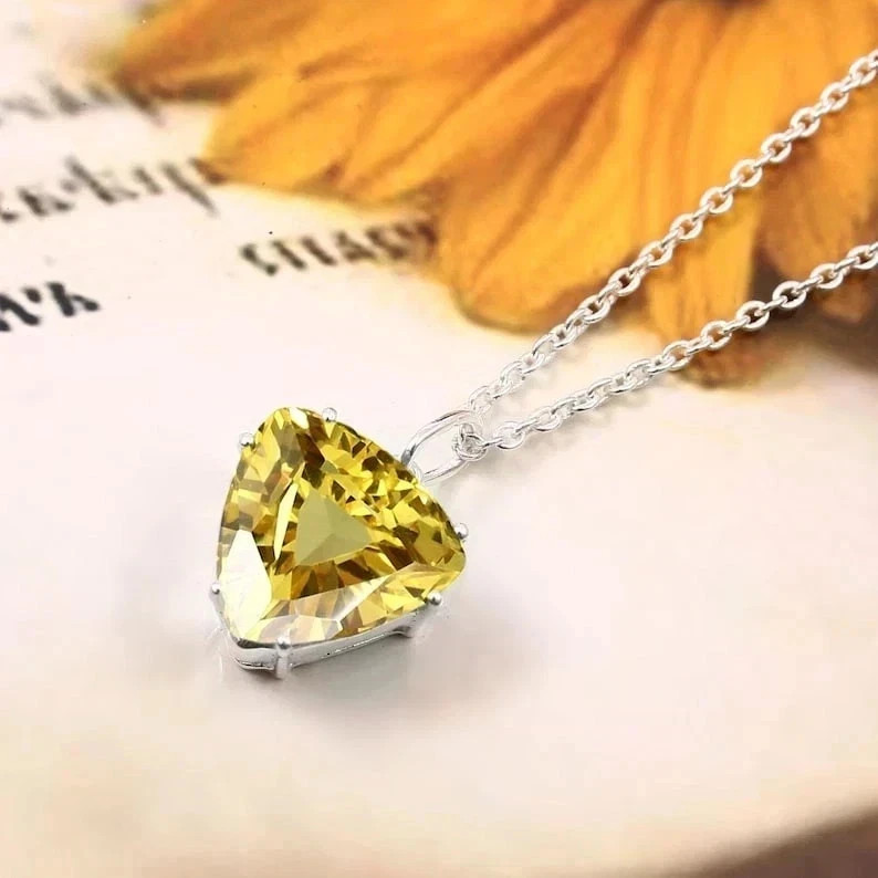 Natural Certified 40 CT Yellow Zircon Loose Gemstone Pendant 925 Solid Silver