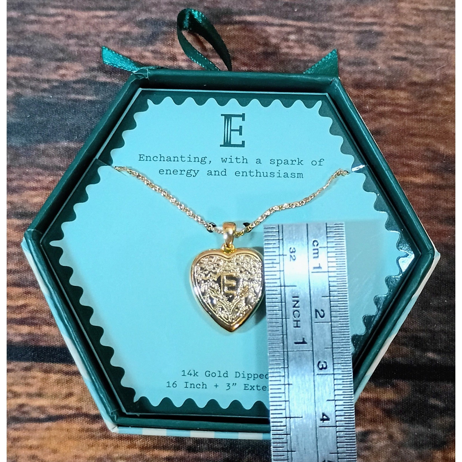 A New Day 14k Gold Dipped Initial E Heart Pendant Necklace Gold Tone New Boxed