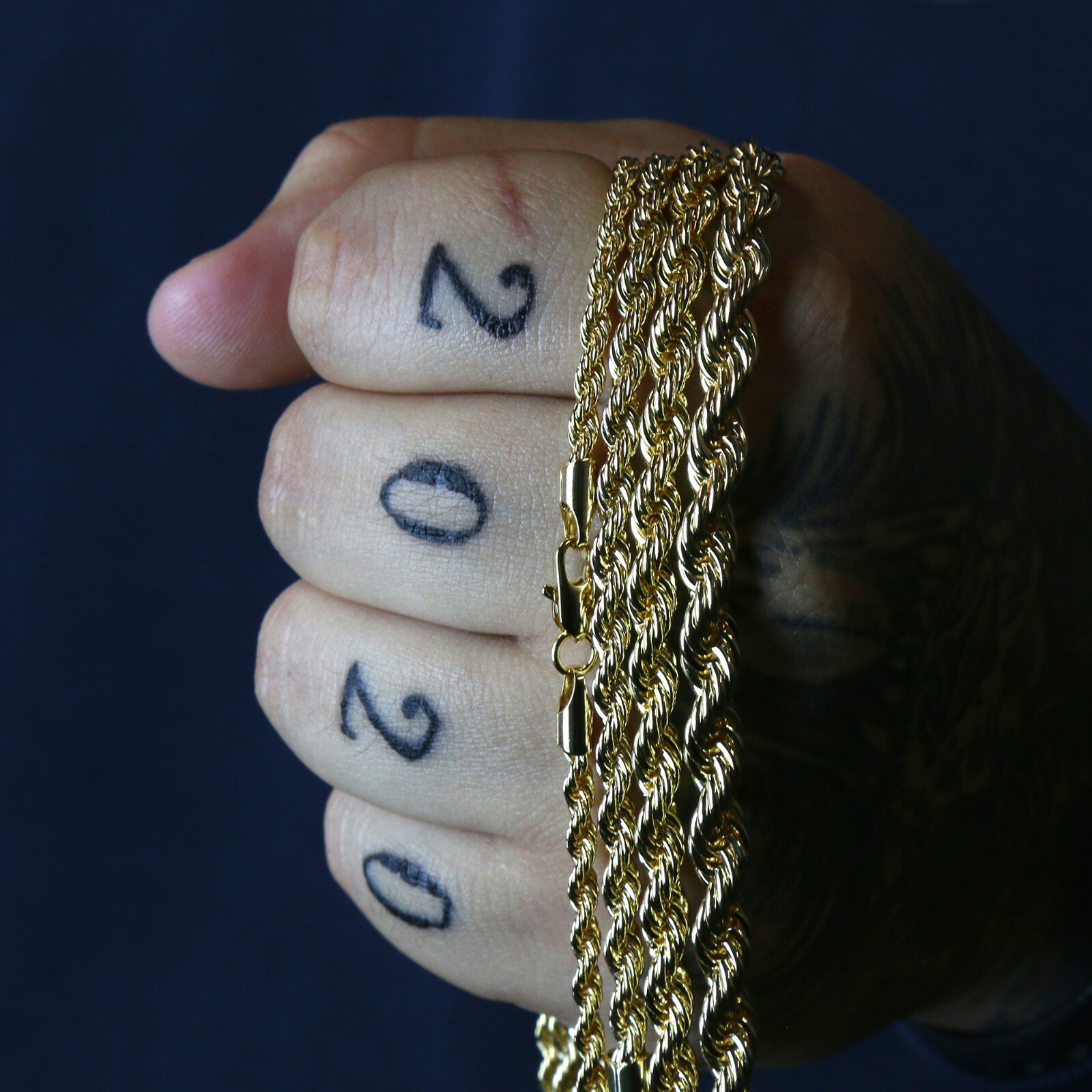 Hip Hop Rope Chain Necklace 20,24,30,36″ 14K Gold Plated Finish + Drip Grillz