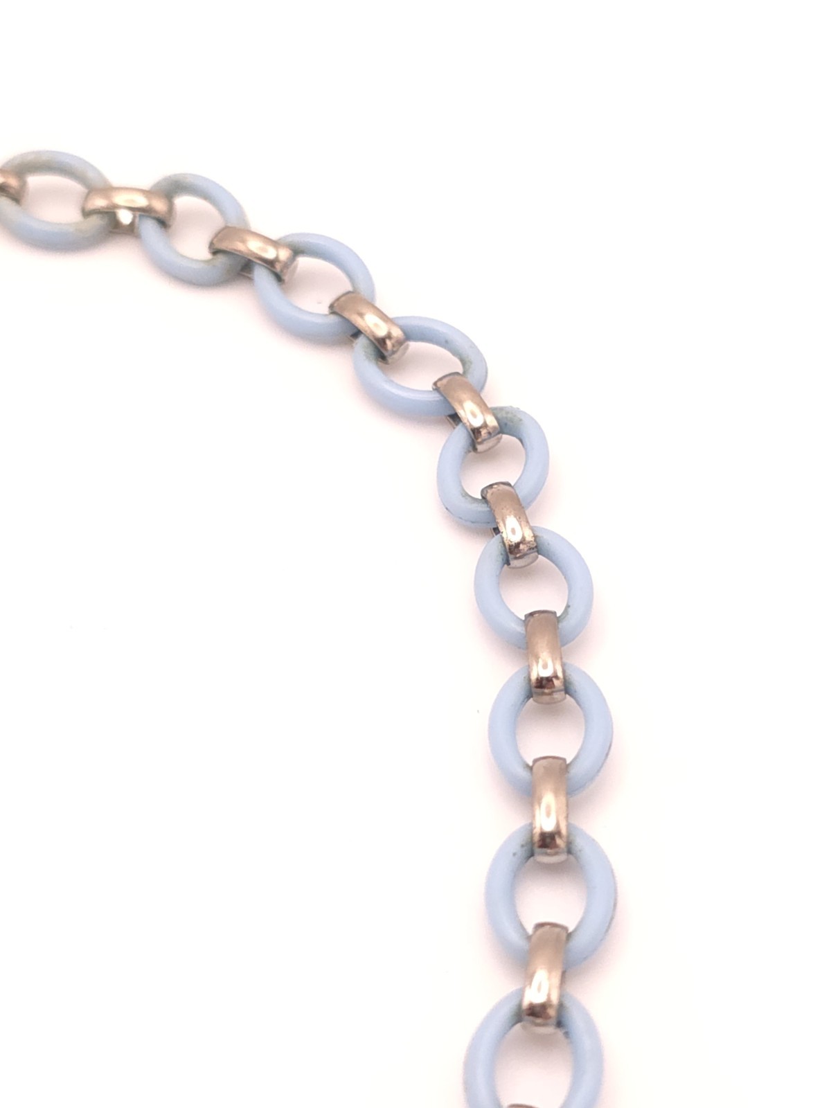 Silver Tone Blue Flower Pendant Necklace Rhinestone Crystal Cable Chain Hook