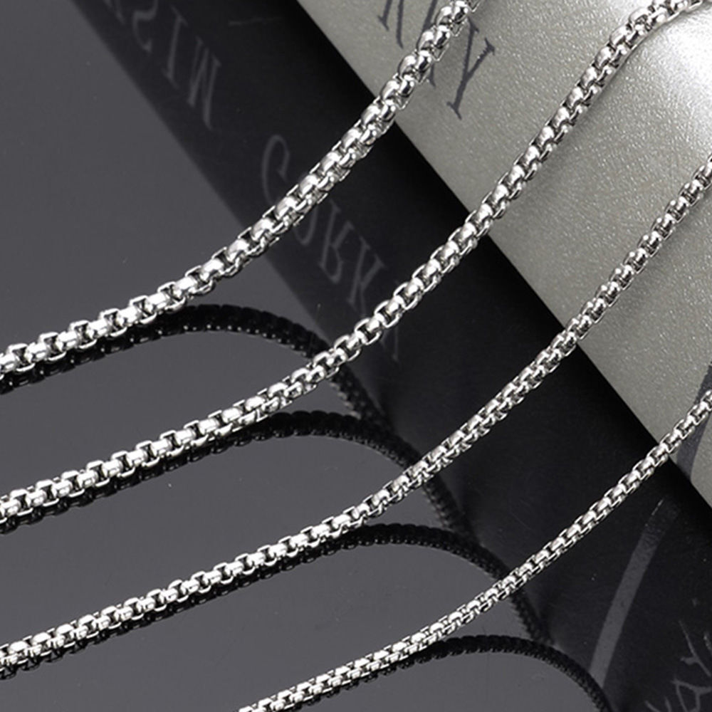 2/2.5/3/3.5mm Wholesale Lot Of Silver Stainless Steel Box Chain Necklace 18″-30″