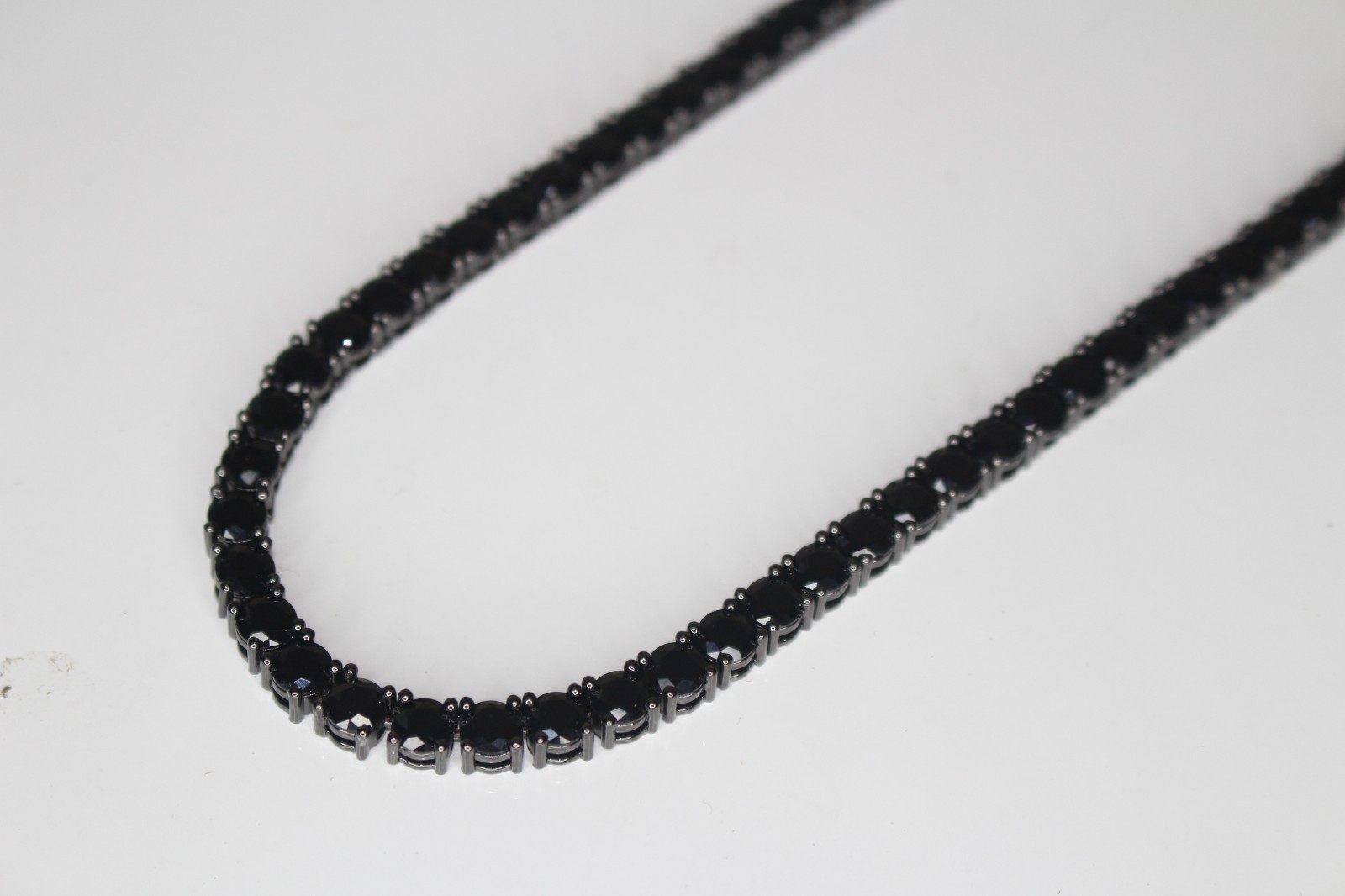 5mm ONYX BLACK Diamond 60ctw Lab Sim VVS1 Tennis Chain Necklace PVD 50g+ HEAVY