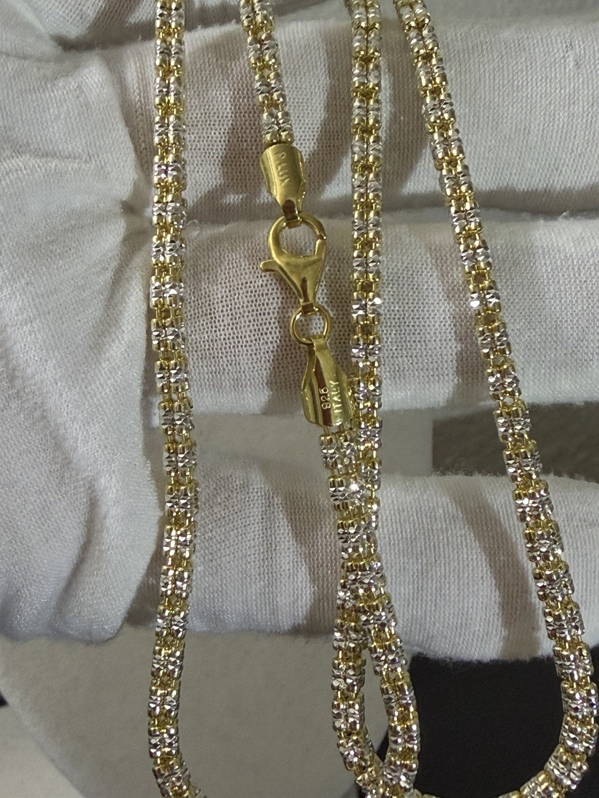 22 inch 3.2mm – Gold Over Over 925 Sterling Silver Ice Barrel Chain